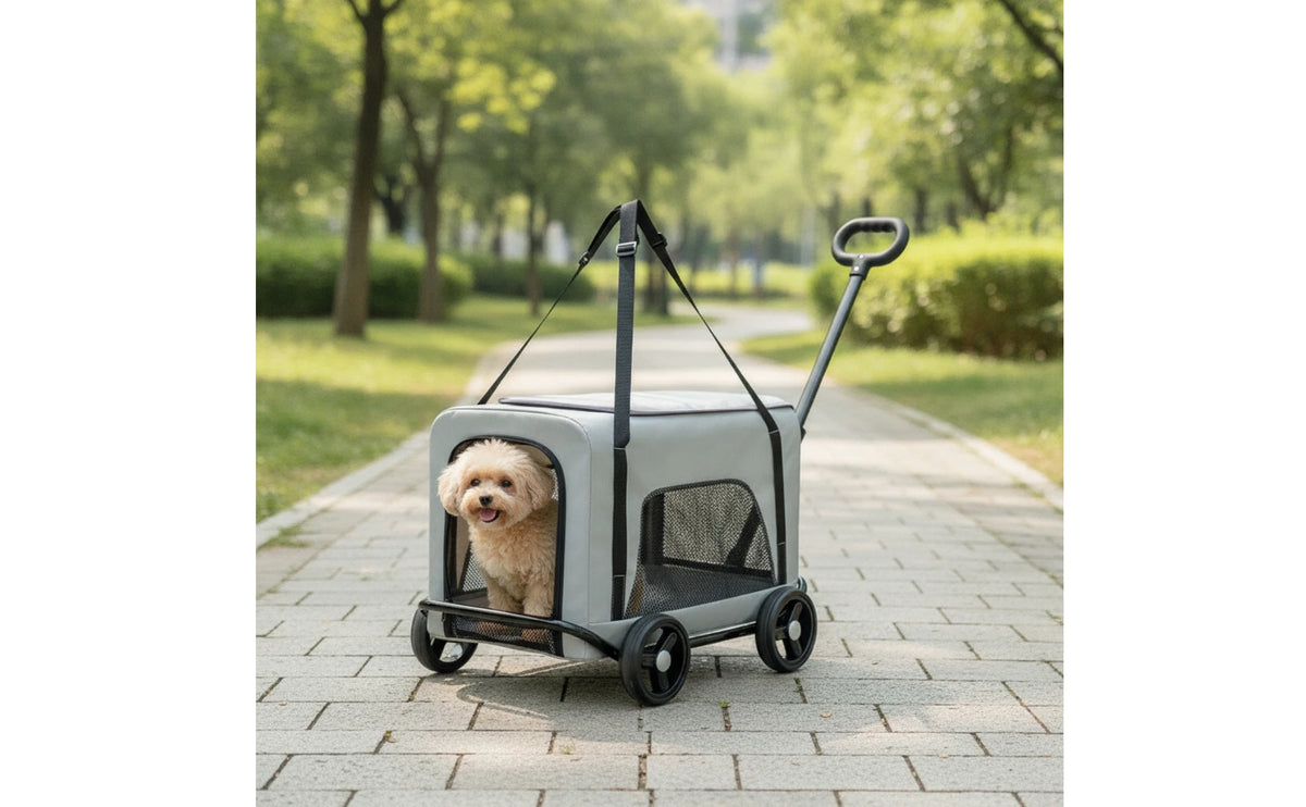 Rolling Pet Carrier Foldable Wheeled Pet Carrier Smooth Spacious for Small Pets, Travel, Vet Visits