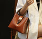 Real Oil Wax Leather Women's Bucket Bag Casual and Simple Handbag Large Capacity Ladies Cowhide Fashionable Crossbody Tote Bag