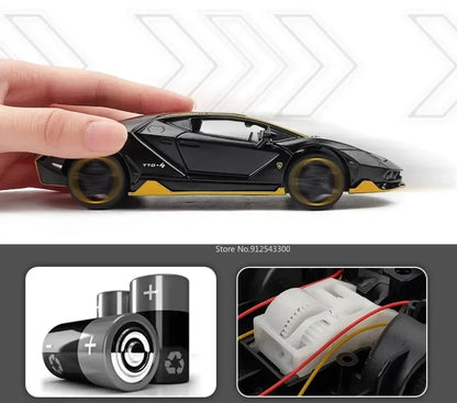 Lambor SCV12 LP770- 1:24  Car Model Alloy Diecast Sound Light Pull Back Doors Opened Vehicle Models Toy