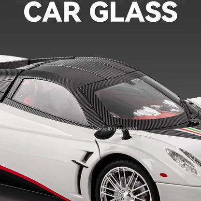 Pagani Huayra 1:18 Model Car Diecast Alloy Sport Cars Sound Light Pull Back Shock Absorption Models Festival Gift