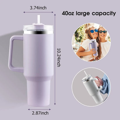LMETJMA 40oz Mug With Lid and Straw Stainless Steel Vacuum Mug Tumbler Keep Cold and Hot Leak Proof Travel Coffee Mug JT999
