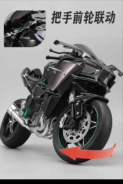 Spray 1:6 Kawasaki Racing Ninja 500 H2R Motorcycle Simulation Sound Light  Fast And Furious Collection Model car Gift