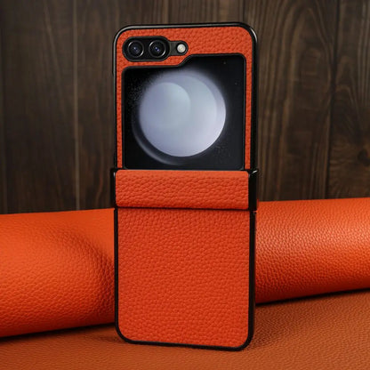 Luxury Hand Crafted Genuine Leather Case For Samsung Galaxy Z flip5 Phone Cover Galaxy Z Flip 3 flip4  Back Shell Coque Capa