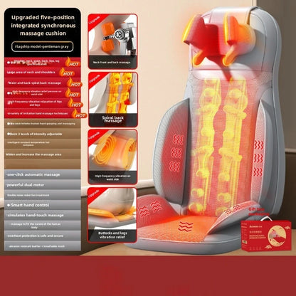 5 Vibrations Waist Hips Electric Back Massager Cervical Massage Chair Seat Cushion for Body Shiatsu Heated Kneading Relaxarion