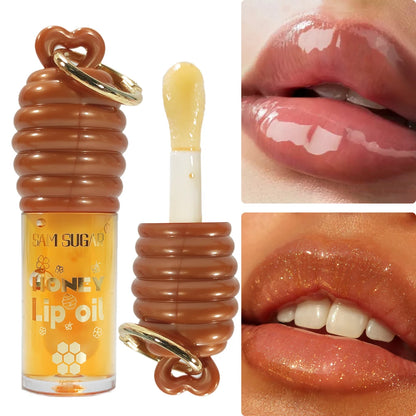 SAM SUGAR 2-Color Honey Essence Lip Oil Long-Lasting Moisture, Reduces Lip Lines Transparent Hydrating Lip Gloss