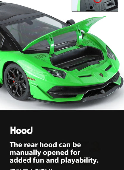 Large 1/18 Aventador SVJ Supercar Model Simulation Interior Details Adult Collection Ornaments
