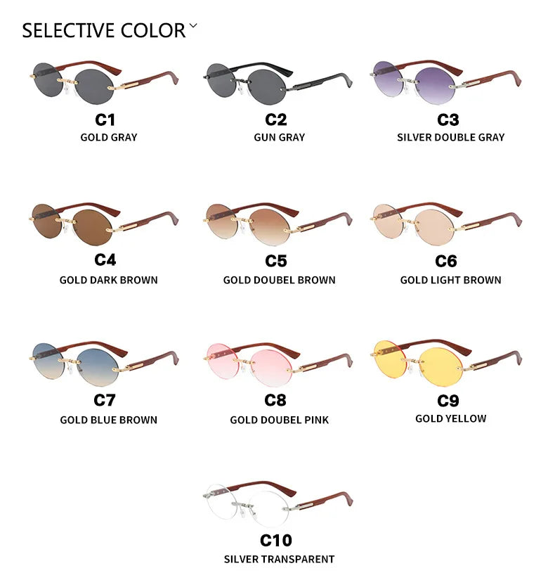 New Frameless Oval Sunglasses, High-end Light Luxury Women's Fashionable Summer Beach Vacation Sunglasses