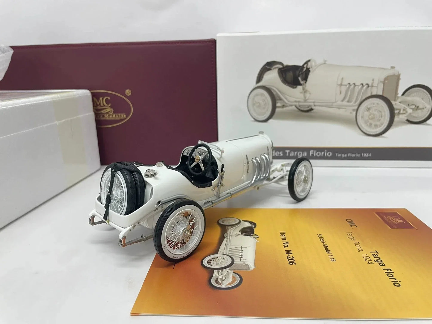 CMC 1:18 Targa Florio 1924 White Simulation Limited Edition All Open Alloy Metal Static Car Model Toy Gift