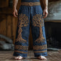 Men's retro Viking Celtic Crow Skull 3D printed casual pants drawstring straight leg pants summer Spring beach pants