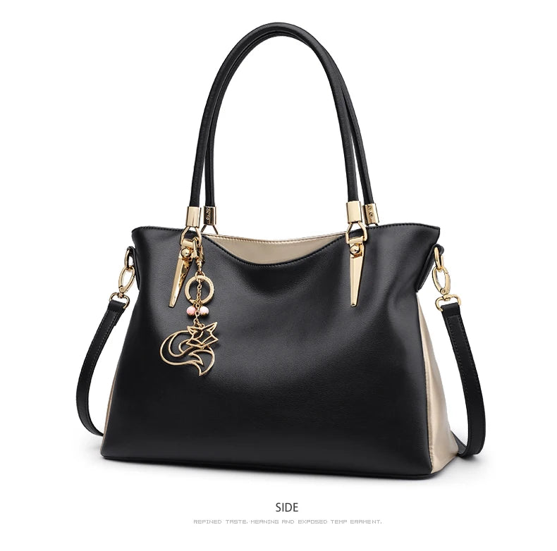 FOXER Large Capacity Women's Shoulder Bag Split Leather Handbag Fashion Female Tote & Crossbody Bag Great Gift for Mom,Wife