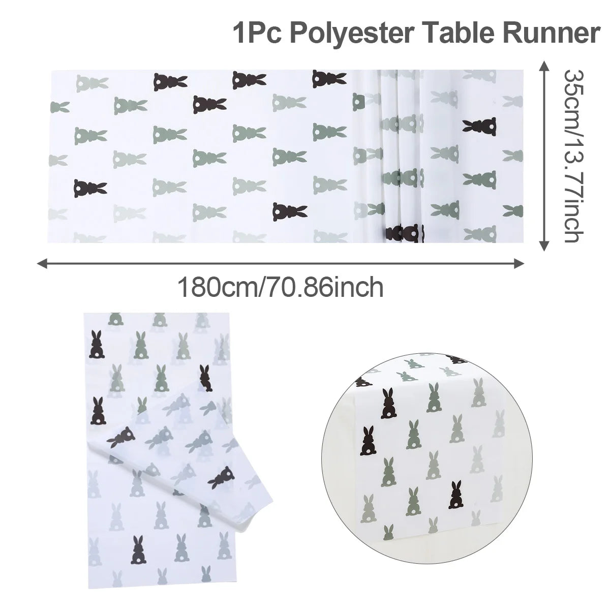 Easter Bunny Polyester Table Runner Happy Easter Decorations for Home Rabbit Butterfly Table Cloth Easter Party Supplies