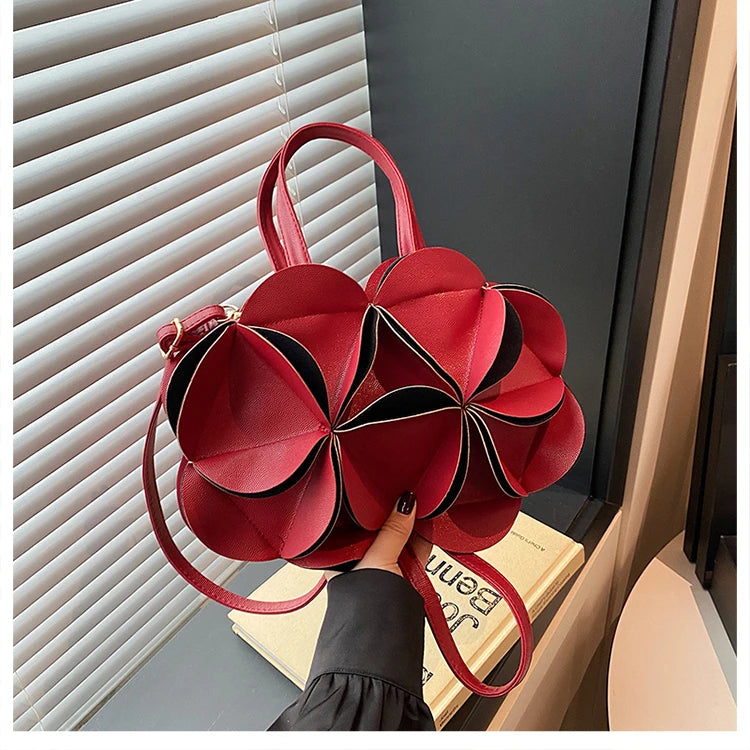 2026 High Quality Niche Bags Waterproof and Durable Design Sense Crossbody Bags PU Flowers Clock Shape Zipper Circular Bags