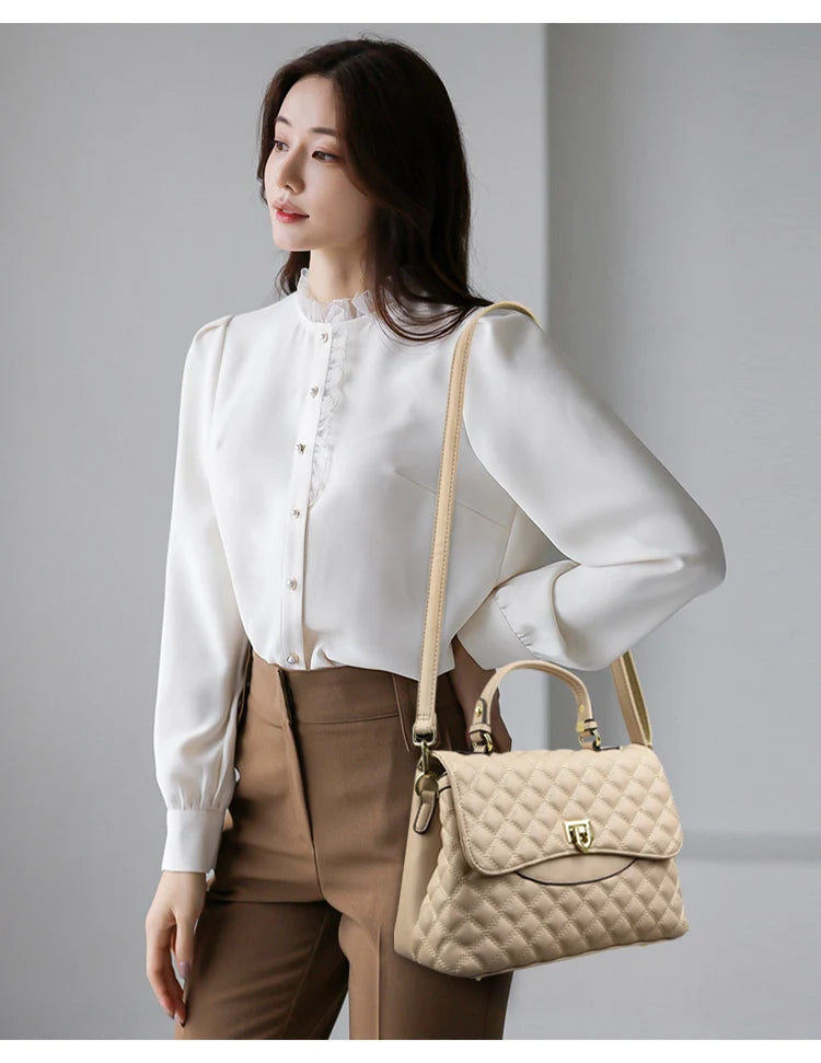 New Women's Soft Leather Shoulder Bags Multi-Layer Pockets Messenger Crossbody Bags Luxury Designer Female Handbags and Purses