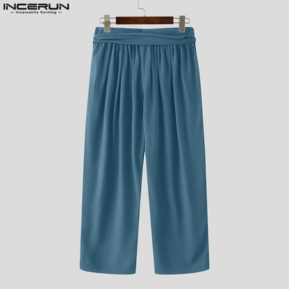 Fashion INCERUN Summer Spring Men Casual Pants Harem Pant Pleated Long Trousers Streetwear Oversize Men's Clothing S-5XL