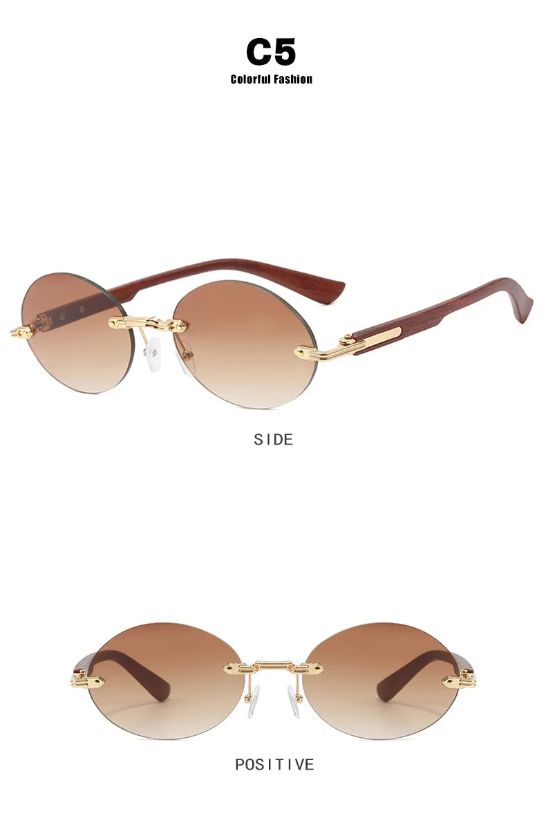 New Frameless Oval Sunglasses, High-end Light Luxury Women's Fashionable Summer Beach Vacation Sunglasses
