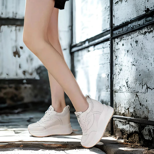 Fujin 10cm 4 inch Platform Wedge Sneakers Chunky Shoes Genuine Leather for Women Summer Shoes Walking Sneakers Fashion