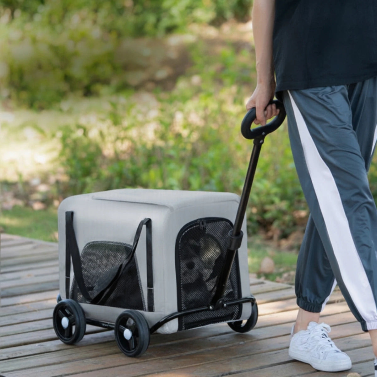 Rolling Pet Carrier Foldable Wheeled Pet Carrier Smooth Spacious for Small Pets, Travel, Vet Visits