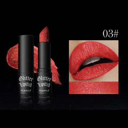 Glitter Lipstick Waterproof Long Lasting Diamond Pearlescent Metallic Lipstick Black Lipgloss Women Lips Makeup Cosmetic  - 6Colors