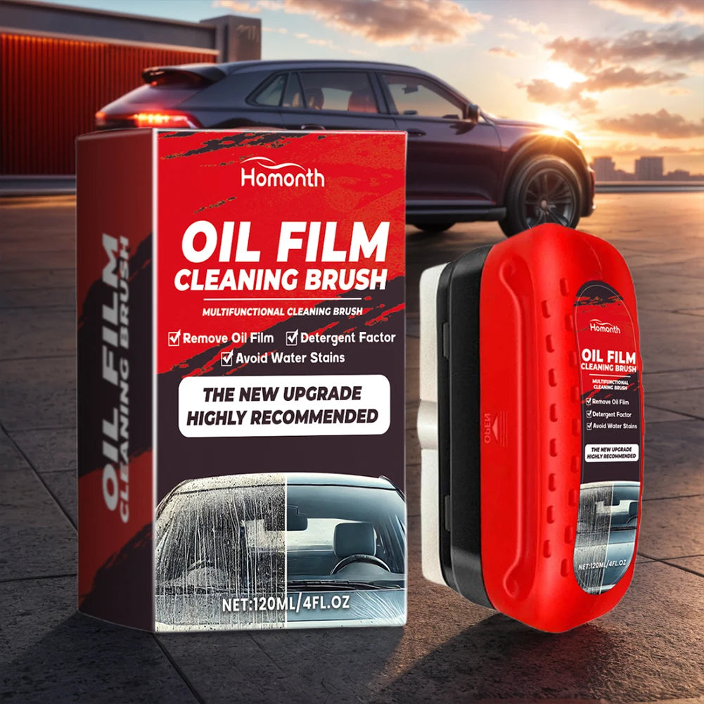 F1204 Car Windshield Oil Film Remover, Windshield Refurbisher, Stain Remover And Cleaning Brush