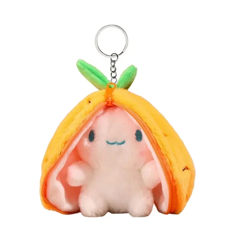Creative Doll New Design Toys Cute Fruit Mini Bag Key Chains Light Pendant Soft Rabbit Car Plush Keychain Easter Gifts