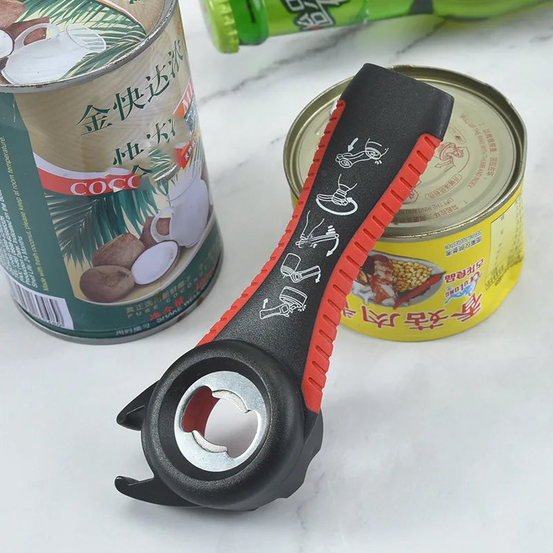 Can Opener Multi Functional Five In One Beverage Bottle Opener Cap Twister Four Position Can Opener Anti Slip Cap Twister