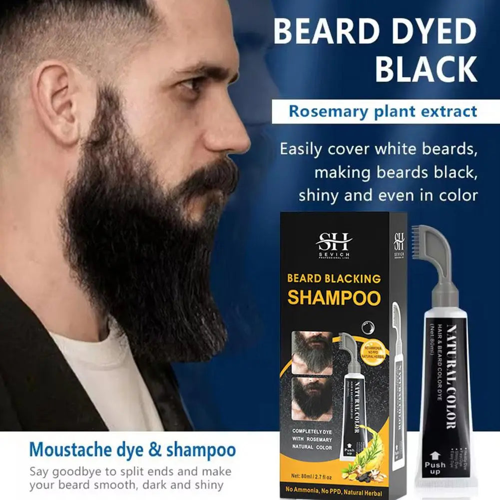 Men's Hair & Beard Dye For Gray Hair Coverage Plant Extract Coloring Shampoo Natural Black Fruit Hair Dye Cream & Root Touch Up