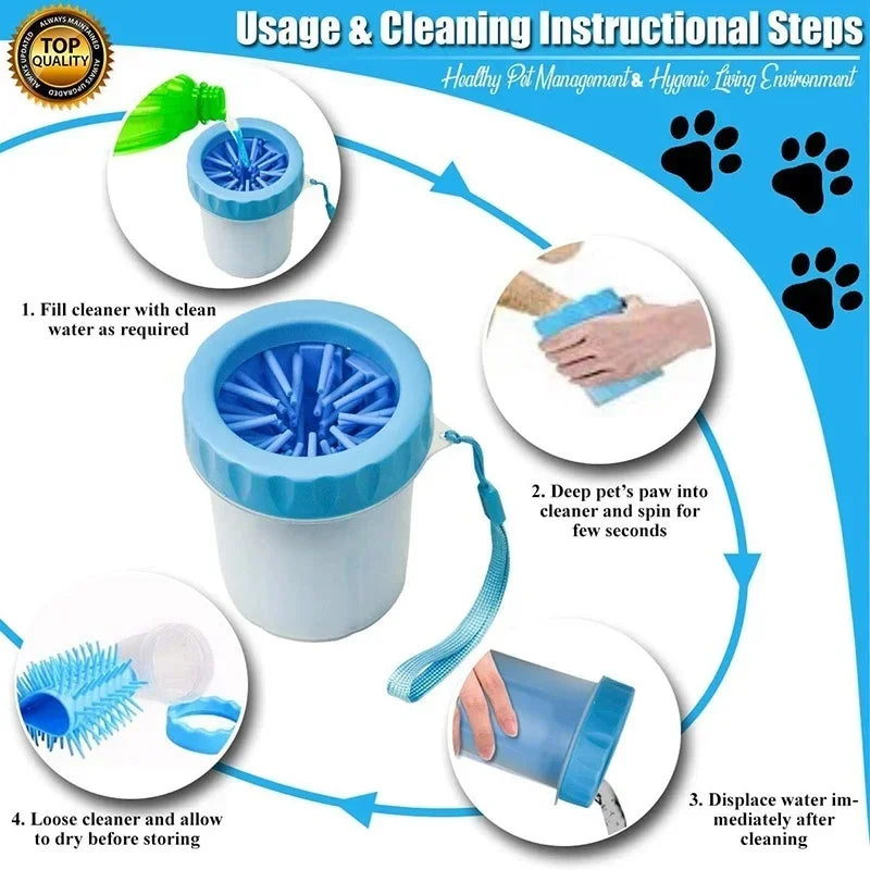 Dog Paw Cleaner Cat Puppy Foot Wash Cup Pet Paw Washer No Rub Automatic Foot Cleaner Portable Effective Pet Foot Washing Cup