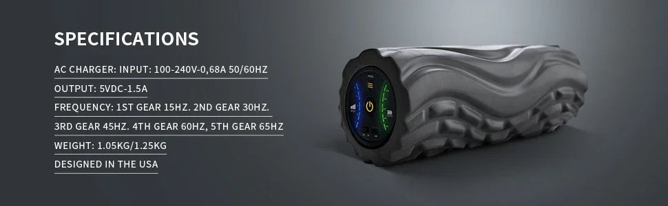 .Foam Shaft Electric Foam Roller Yoga Home Gym Vibration Massage 4 Or 5 Speeds Column Muscle Relax Deep Tissue USB Rechargeable