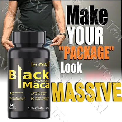 Natural 60 Tablets Black Maca ERECTEnhancer, Male Power Strength Supplements for Volume Enhancing, Max Stamina Capsule for Man