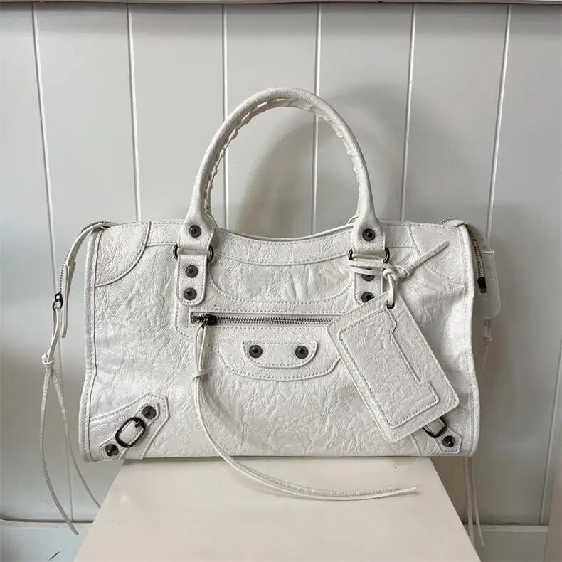 Paris Rivet Locomotive Bag ins Spice Girl Bag French Premium Sense Retro Trendy Portable Pillow Bag One Shoulder Crossbody Bag