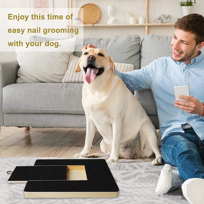 Wooden Dog Nail Scraper - Sandpaper Surface Safe Trimming Sliding Treat Storag, Toy Scratcher,Stress Relief Durable Easy-clean