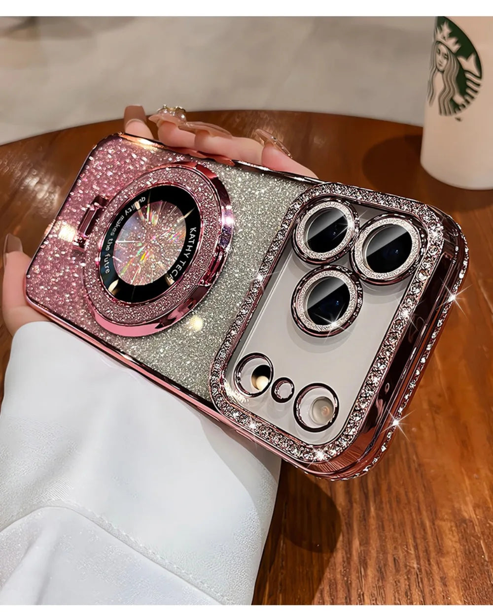 Suitable for iPhone17/16/15/14/13/12/11 Case With Lens Film 16 Anti-drop 15 Rhinestone Glitter Magnetic Stand