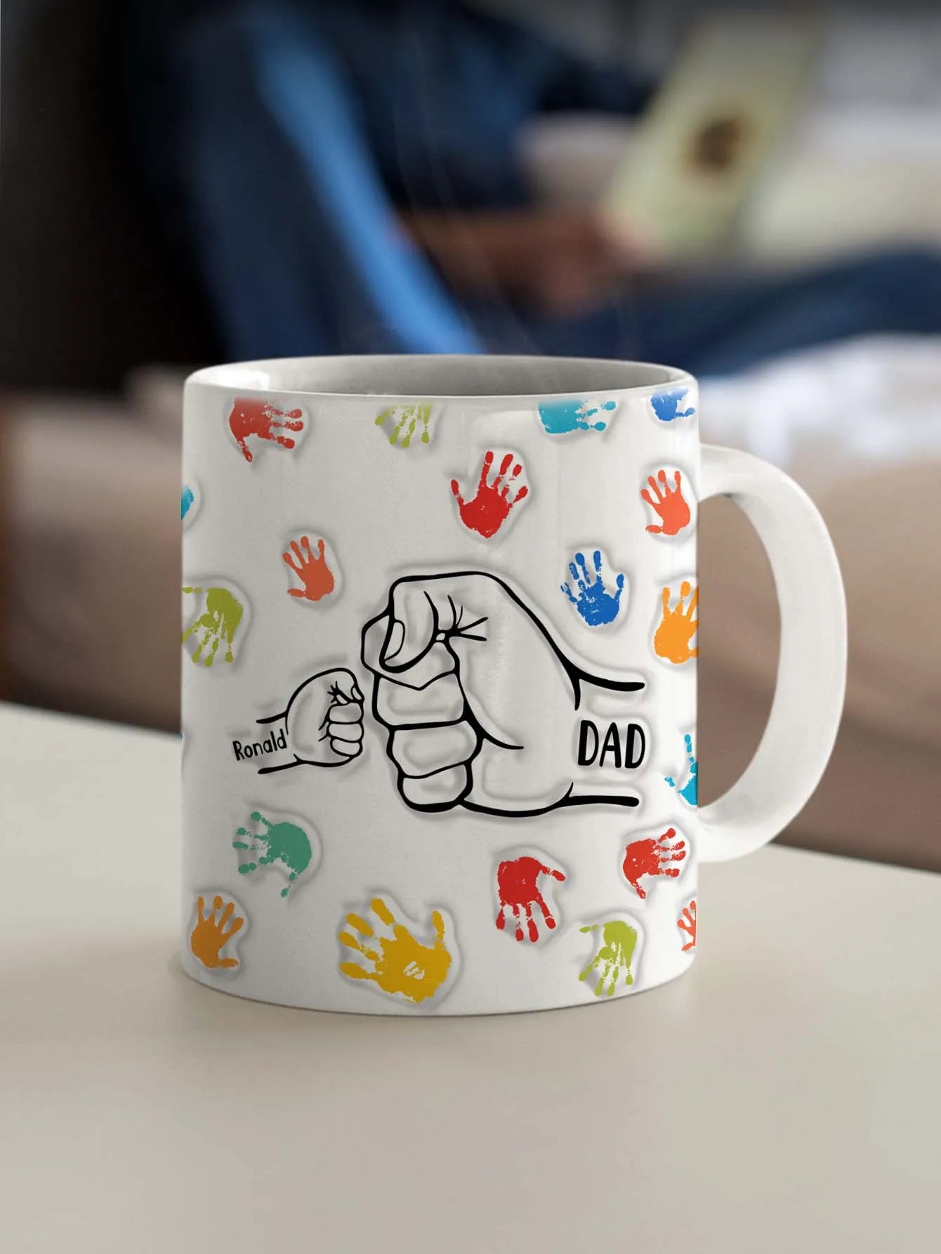 Personalized Dad Mug for Father's Day Custom Name Coffee Cup with 3D Text Effect Custom Name Coffee Cup Gift for Daddy Grandpa
