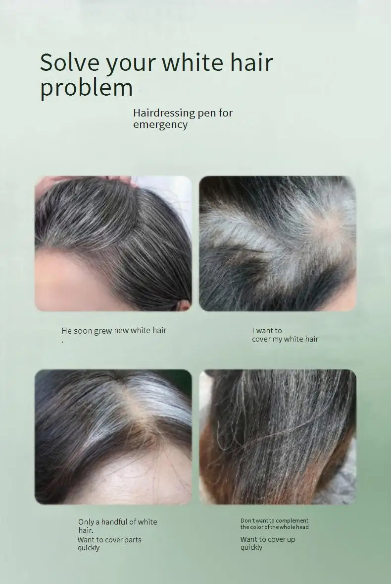 QXQY 2 in 1 Hair Color Pen Comb｜Instant Root Touch Up for Gray Hair｜Painless Natural Cover｜Gentle Formula for Men & Women