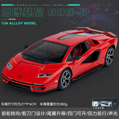 Lamborghini Countach LPI 800-4 Simulation1:24  Diecast Metal Alloy Model car Sound Light Pull Back CollectionToy Gifts