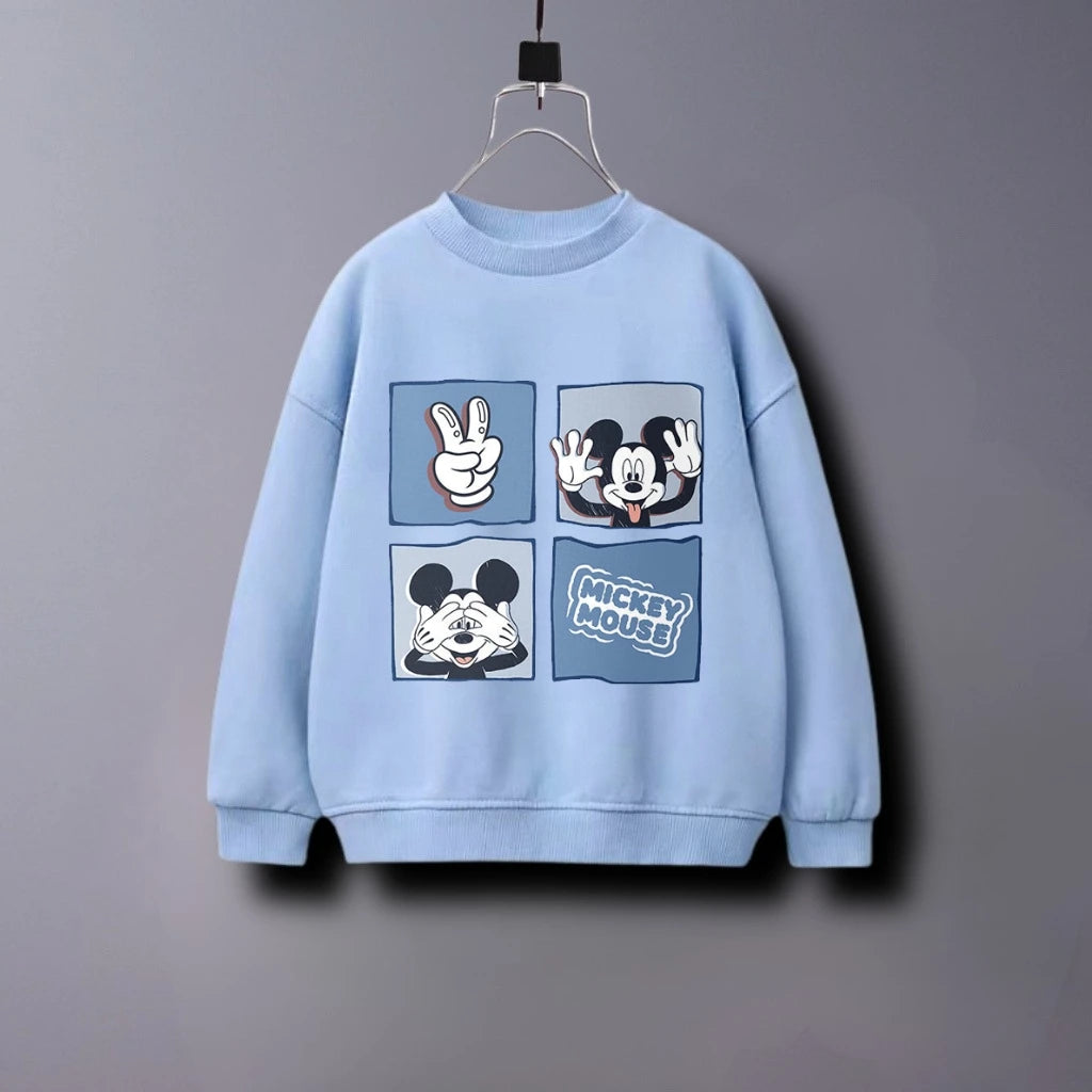 Solid Color Fashion Children Mickey Mouse Sweatshirt Autumn Clothes Popular Simple Kids Long Sleeve Tops Crewneck Hoodie 6m-7y
