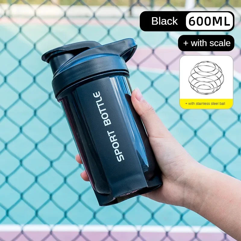 Portable Protein Powder Shaker Bottle Leak Proof Water Bottle For Gym Outdoor Fitness Training Sport Mixing Cup With Scale