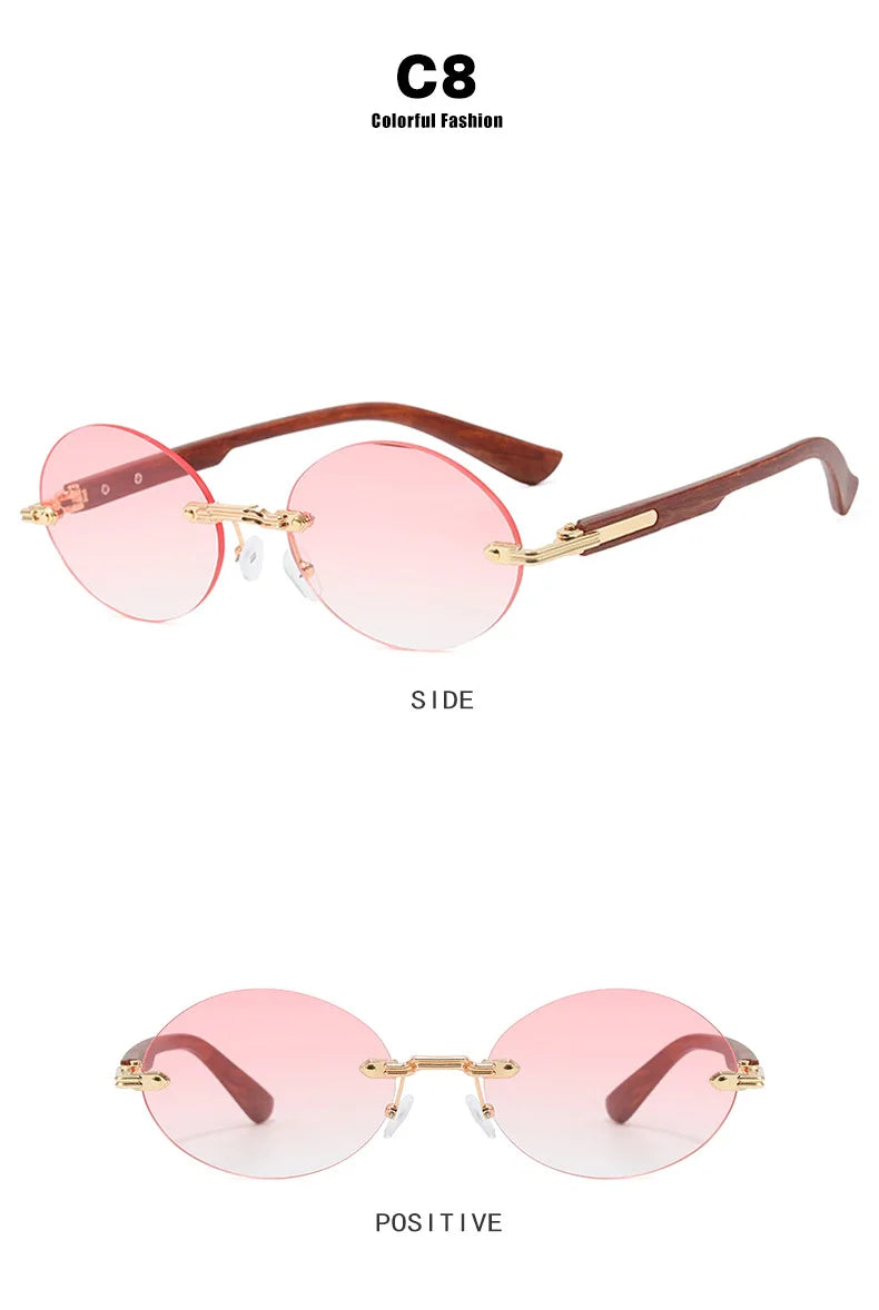 New Frameless Oval Sunglasses, High-end Light Luxury Women's Fashionable Summer Beach Vacation Sunglasses