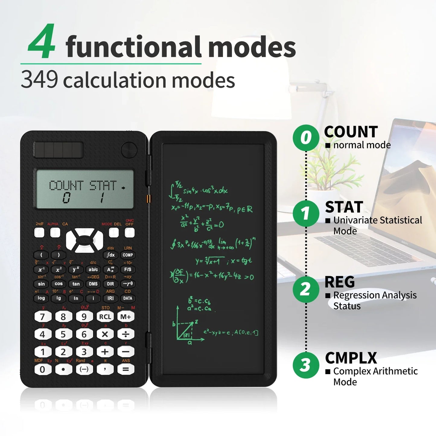 Mini Scientific Calculator with Writing Tablet Calculators Notepad Memo Office Electronics School Supplies 991es Ms EX 82ms NEW