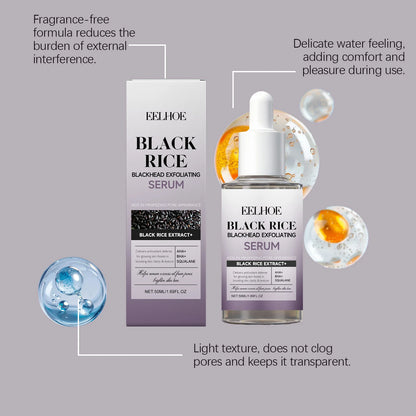 eelhoe Black Rice Exfoliating Serum Gentle Daily Facial Peel with Lactobionic Acid Squalane Hydrating Brightening Essence Glowing Skin