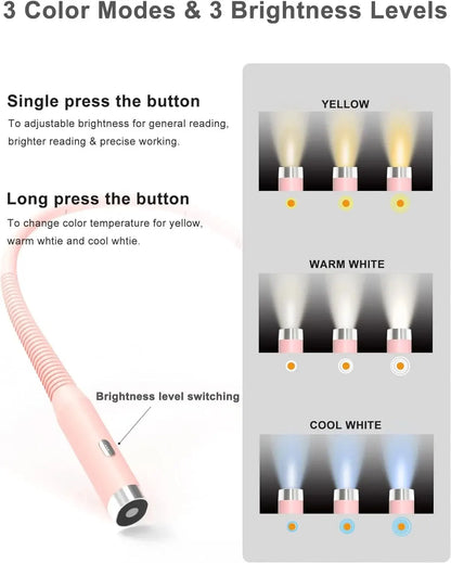 LED Neck Light 3 Modes Hug Reading Lamp Portable Rechargeable Book Lamp Novelty Flashlight Book Lamp Night Light Neck Light