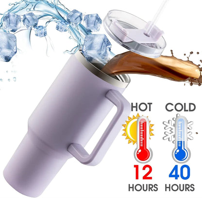 LMETJMA 40oz Mug With Lid and Straw Stainless Steel Vacuum Mug Tumbler Keep Cold and Hot Leak Proof Travel Coffee Mug JT999