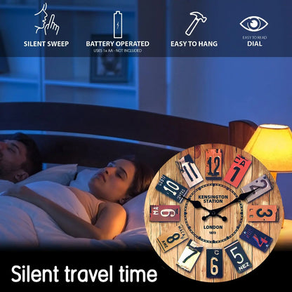Modern Minimalist Silent Quartz 12 Inch Clock Battery Operated Easy Read Retro Wall Clock for Living Room Office Kitchen Bedroom