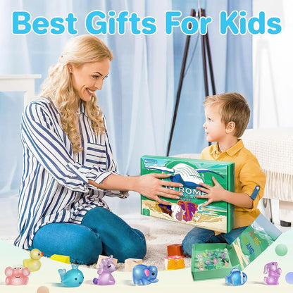 Kids Bath Bombs with Glow Toys Inside - 24 Pack Easter Gifts for Boys and Girls, Organic Bubble Bath Fizzies