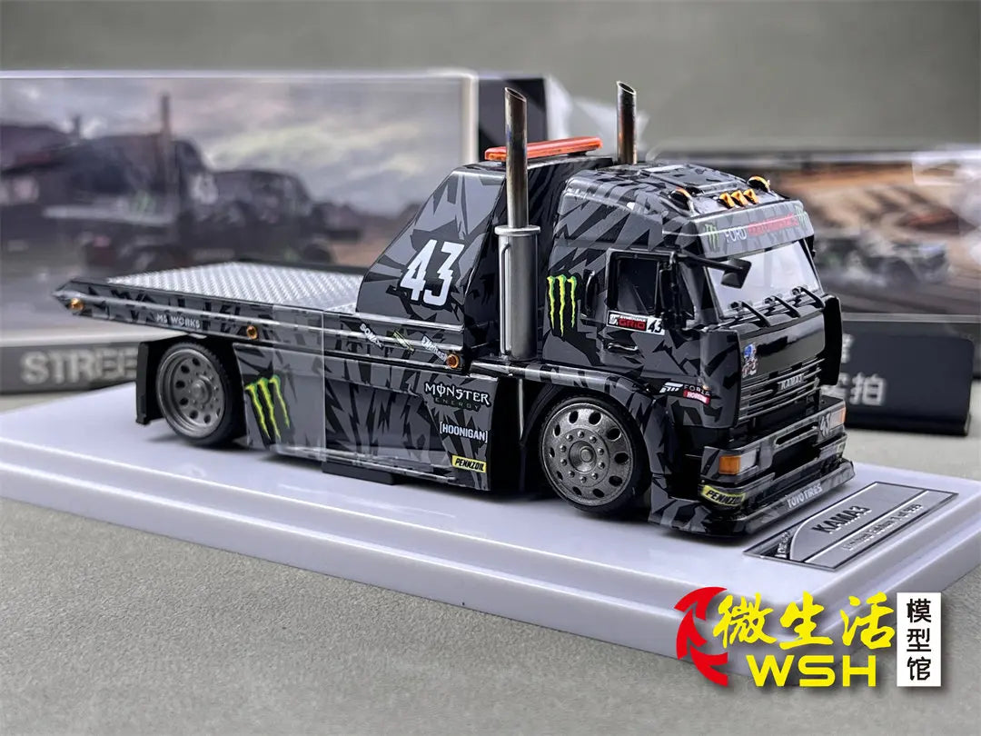 SW 1:64 Ford Mustang Hoonicorn RTR KamaZ Modified Trailer Simulation Static Alloy Car Model Gift Toy.
