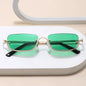 Luxury Brand Designer Half-Rim Rectangular Sunglasses Women Vintage Small Frame Sun Glasses Ladies Geometric Square Eyewear