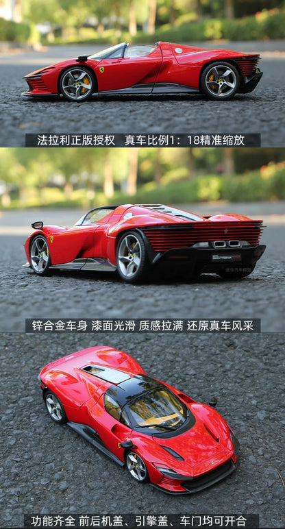 New Bburago 1:18 Ferrari Daytona SP3 Red Matte White Supercar Sports Alloy Car Model Static Die Cast Vehicles Collectible Toys