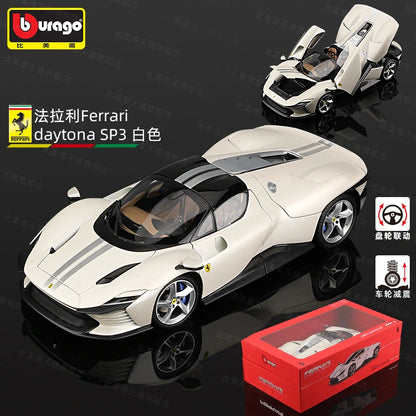 New Bburago 1:18 Ferrari Daytona SP3 Red Matte White Supercar Sports Alloy Car Model Static Die Cast Vehicles Collectible Toys