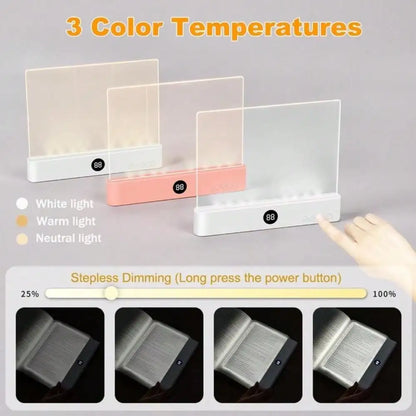 Book Light, Rechargeable Clear LED Flat Reading Light With & Timer, Dimmable Panel Plate Lamp Book Full Page Light For Reading In Bed At Night,Funny Gifts For Readers