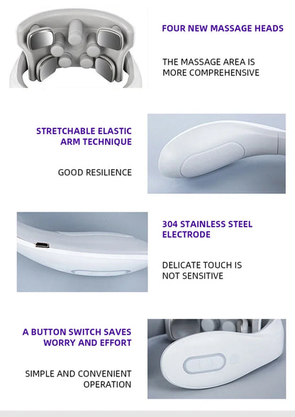 Smart Neck And Back Massager Device Shoulder Neck Massage Cervical Vertebra Vibrator Heating Relieve Pain Muscle Care